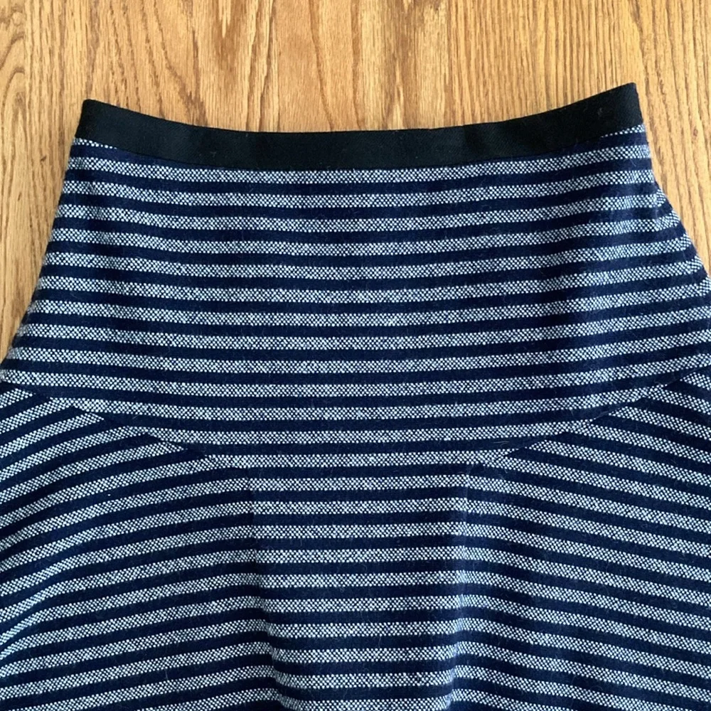 J Crew navy striped tweed mini skirt